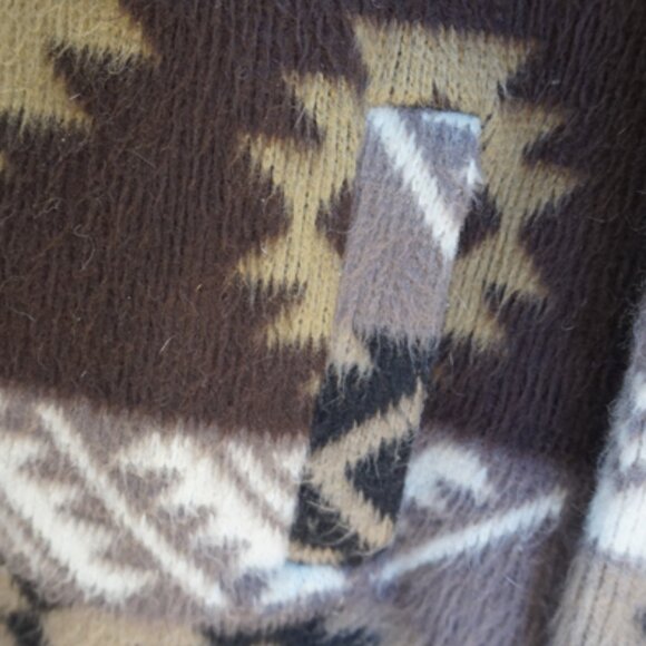 Wool Hoodie Made in Equador Aztec Pattern Earth Tones Full Zip VGUC Size L - Picture 4 of 6